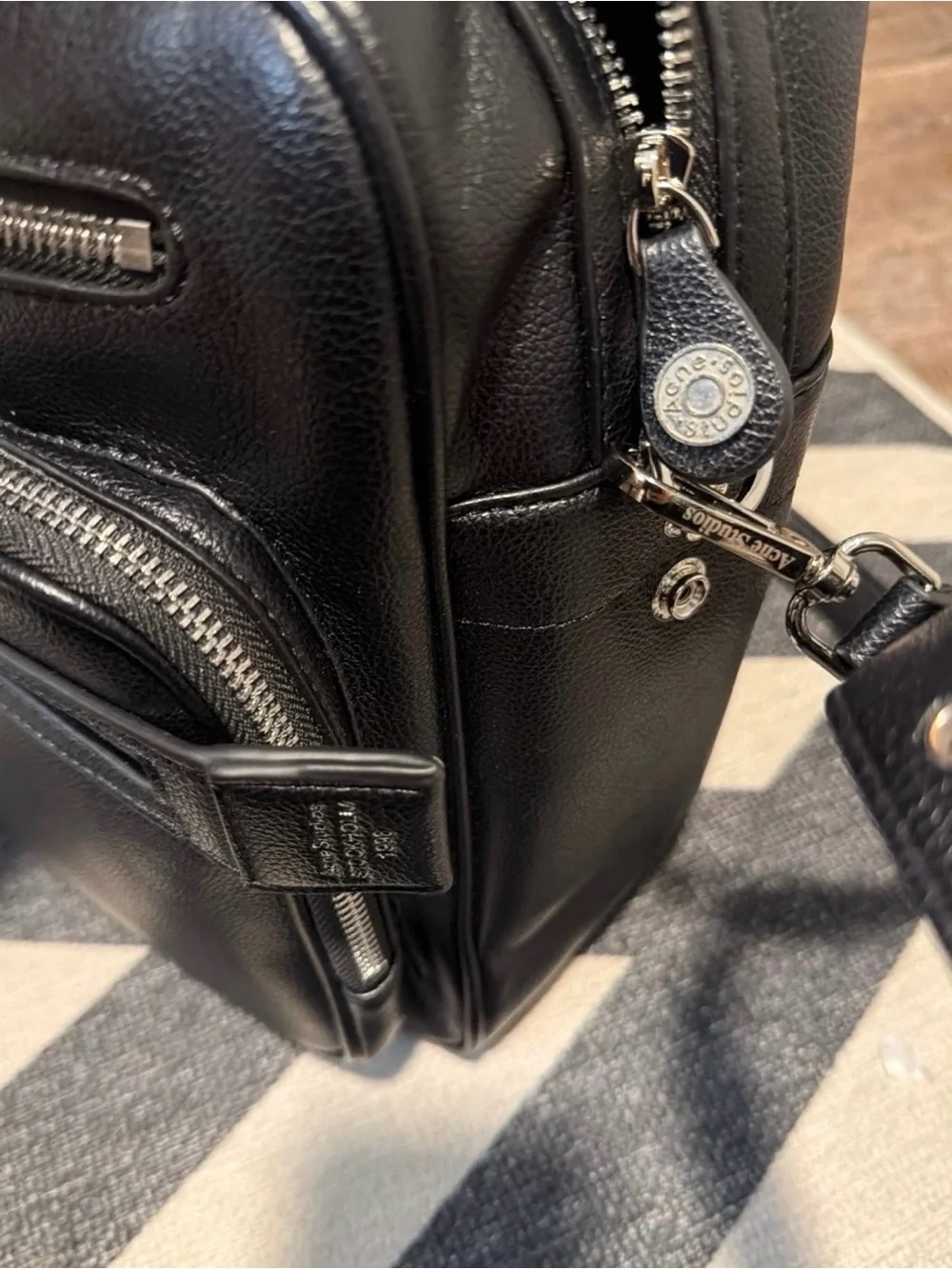 Men's Black Leather Camaro style Crossbody Organizer Bag